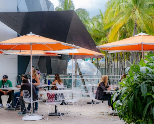 cleaning outdoor restaurant seating